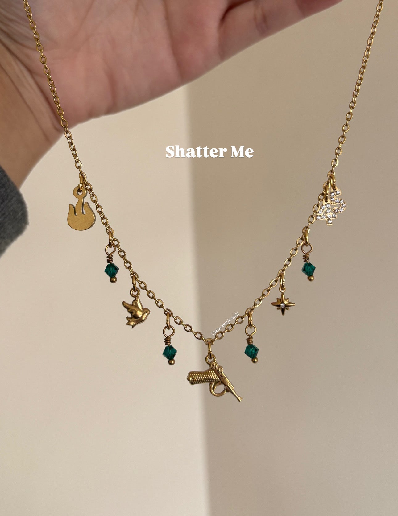Shatter Me inspired Charm Necklace in Gold
