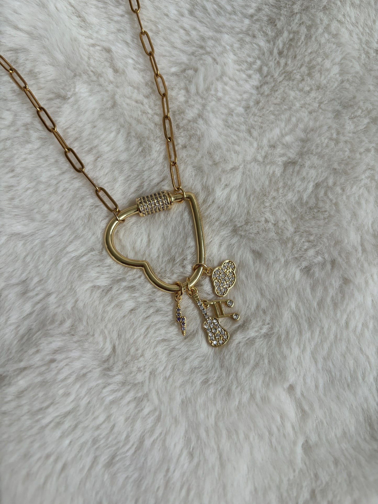 Swiftie inspired Heart Carabiner Charm Necklace