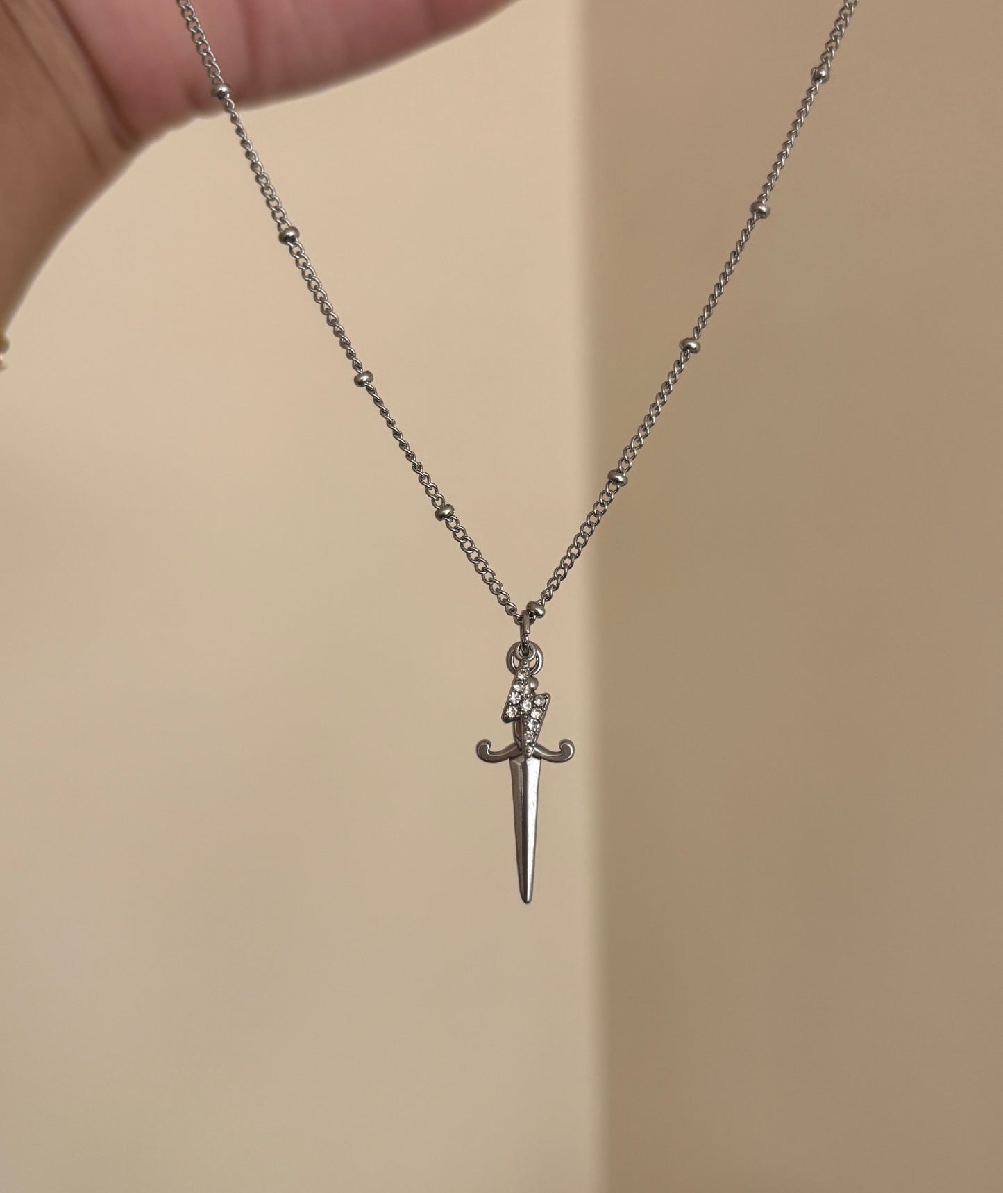 Sword and Lightning Charm Necklace