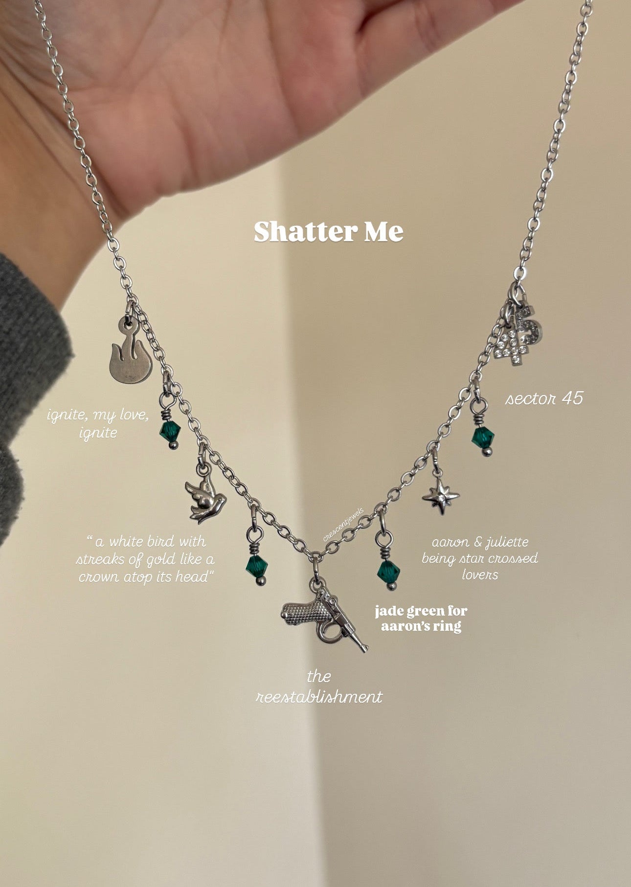 Shatter Me inspired Charm Necklace/Bracelet in Silver