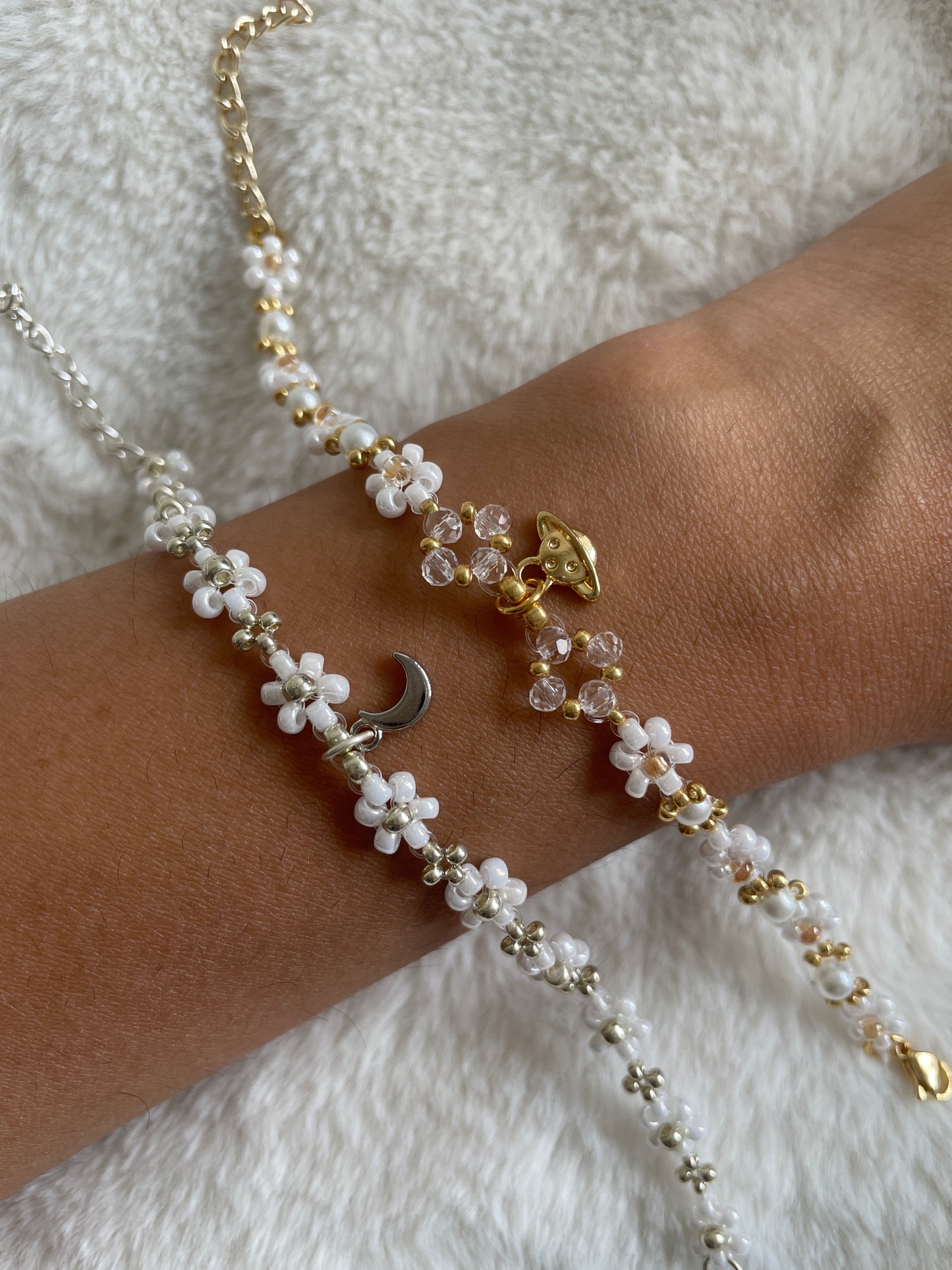 ‘Seven’ Friendship Bracelet Set in Silver and Gold