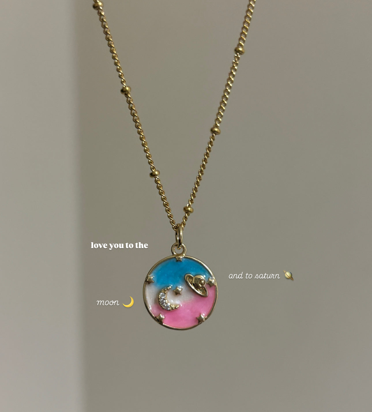 Moon and Saturn Necklace | Seven inspired