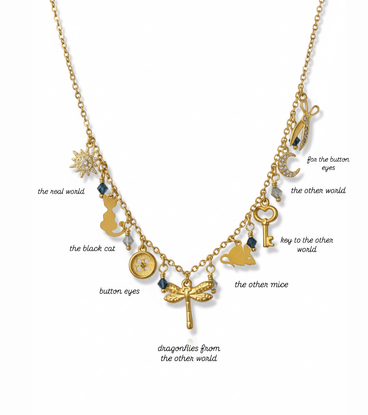 Coraline inspired Charm Necklace